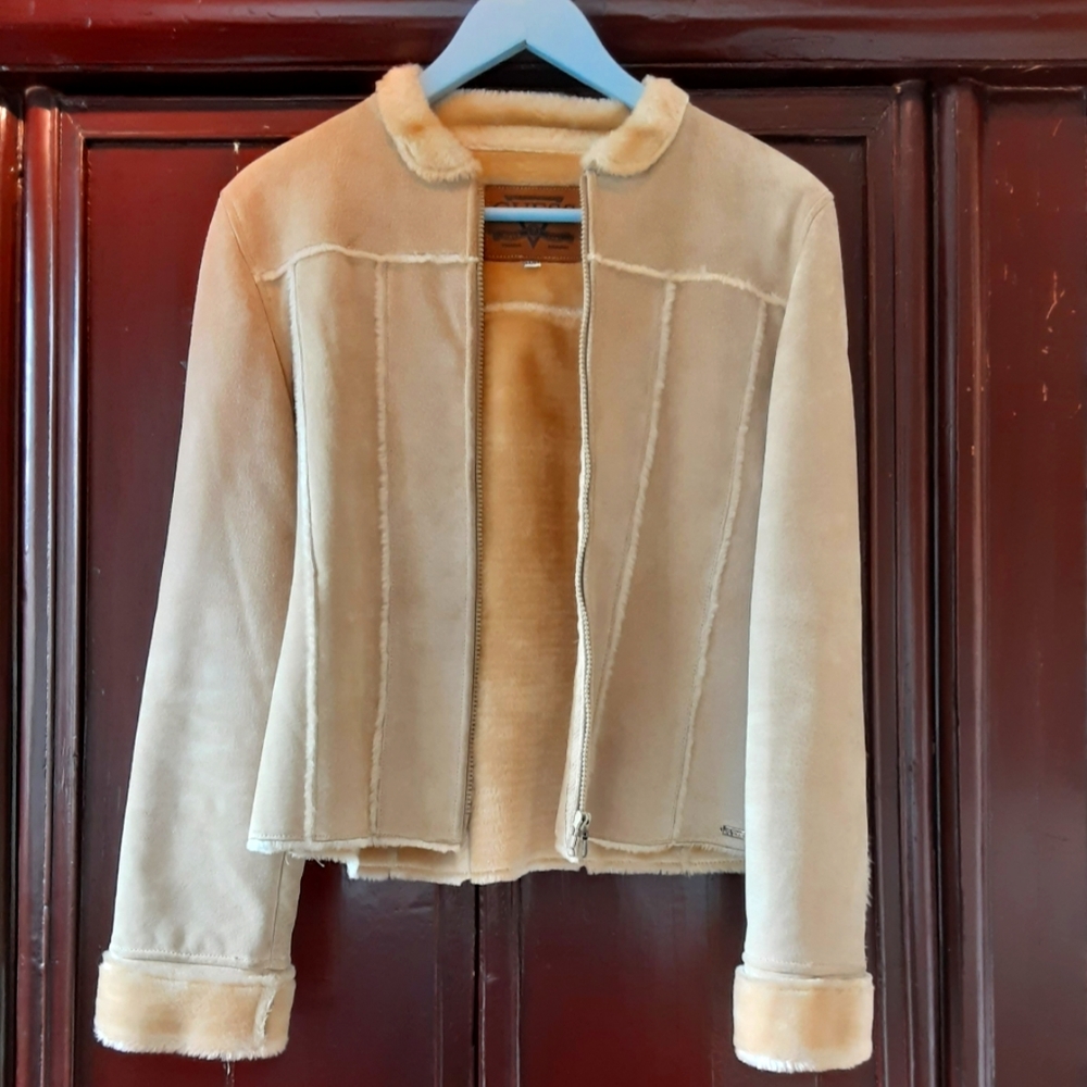 Guess leather Y2K  shearling jacket